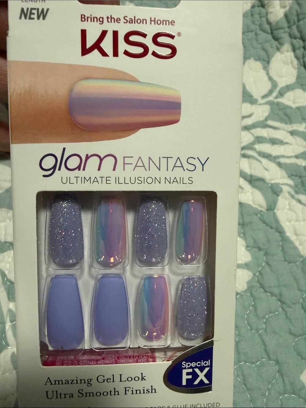 Kiss Glam Fantasy nails/Ultimate Illusion, Long Coffin style